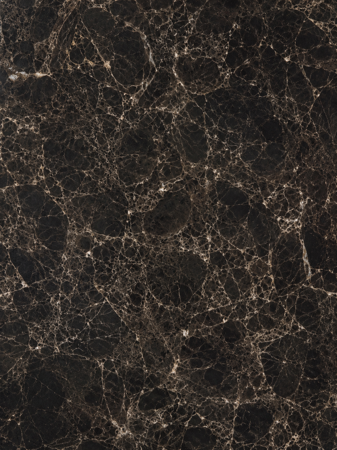 Dark black marble surface with intricate light beige and gold veining throughout.