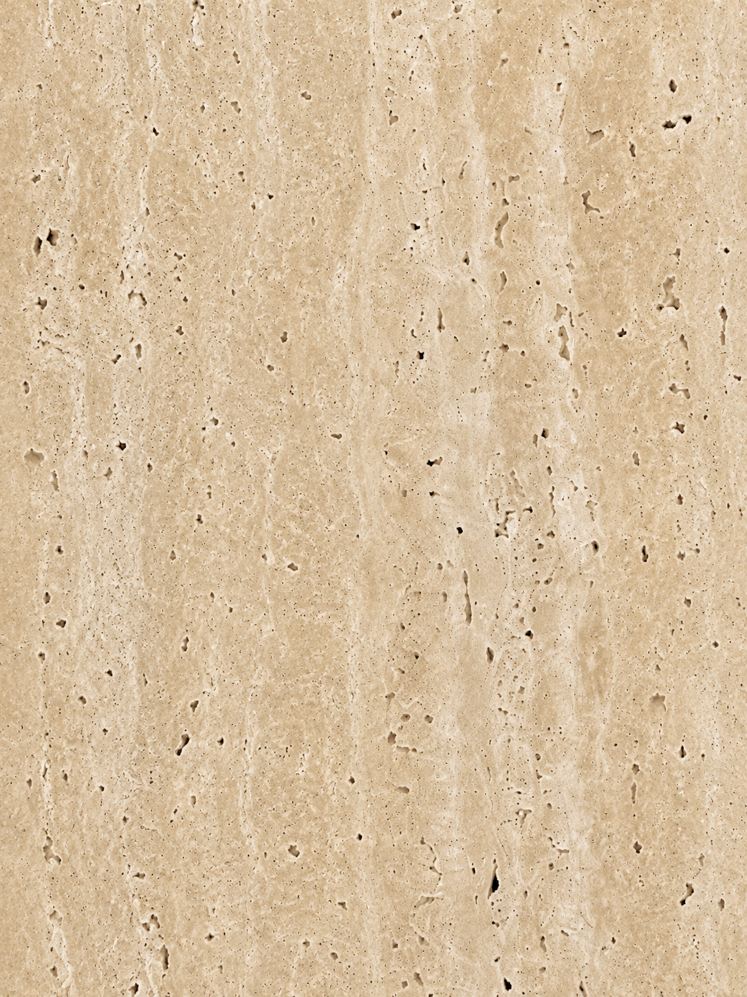 Beige travertine stone texture with natural pitting holes and vertical veining.